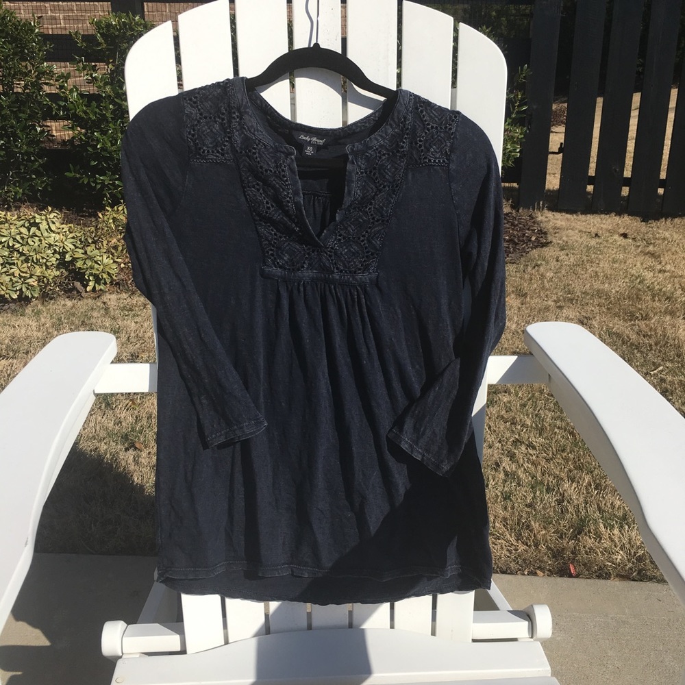 Lucky brand navy blue 3/4 sleeve shirt